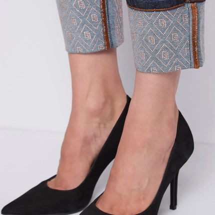 Jeans da donna con risvolto e strass | Gaudì