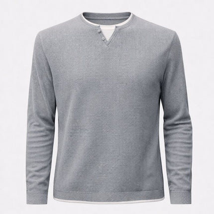 Maglione uomo grigio a nido d’ape con collo serafino