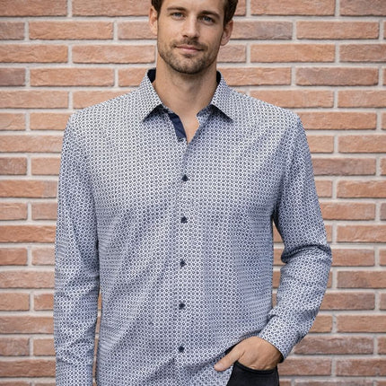 Camicia Uomo Fantasia Micro Stampa - Stiro Facile