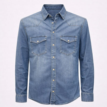 Camicia Uomo in Denim Lavaggio Medio