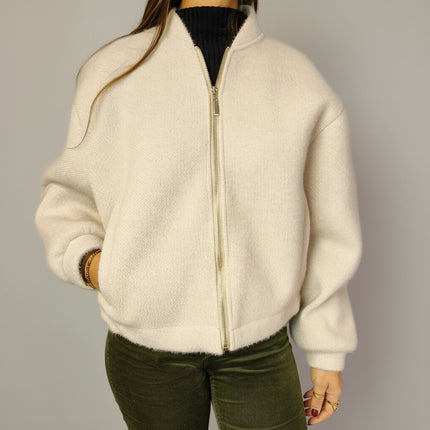 Giacca in Neoprene Bianco Latte