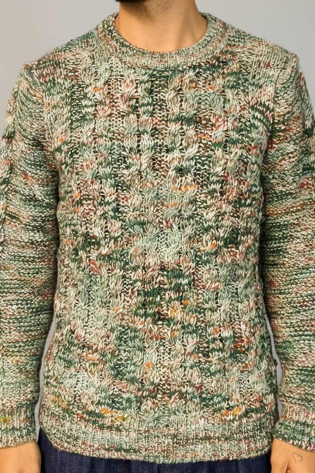 Maglia Girocollo a Trecce Multicolor - Berna