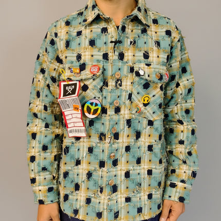 Overshirt Check Effetto Strappo  - Berna