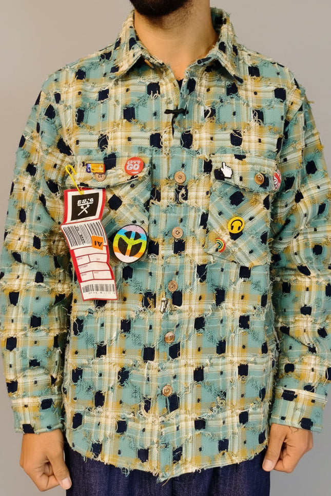 Overshirt Check Effetto Strappo  - Berna