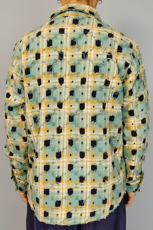 Overshirt Check Effetto Strappo  - Berna