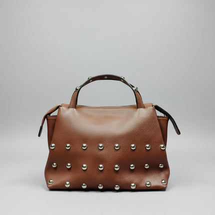 Borsa in Pelle con Borchie Metalliche | Manico Rigido