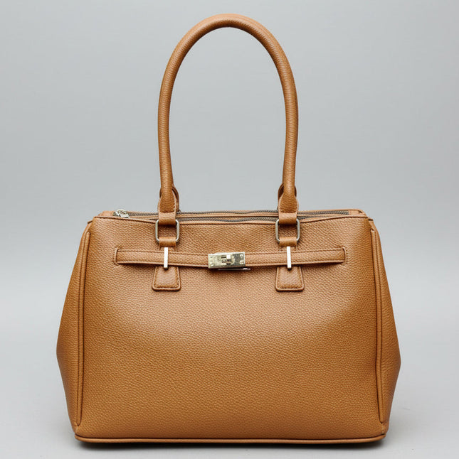 Borsa in Ecopelle con Manici Rigidi | Blu e Cammello