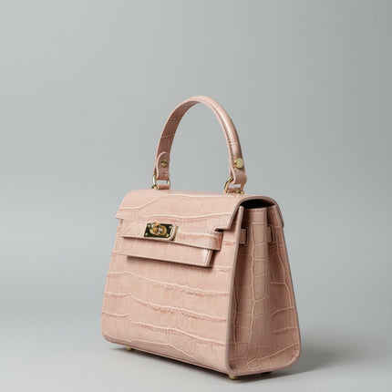 Borsa in Pelle Effetto Cocco con Manico Rigido | 2 Colori