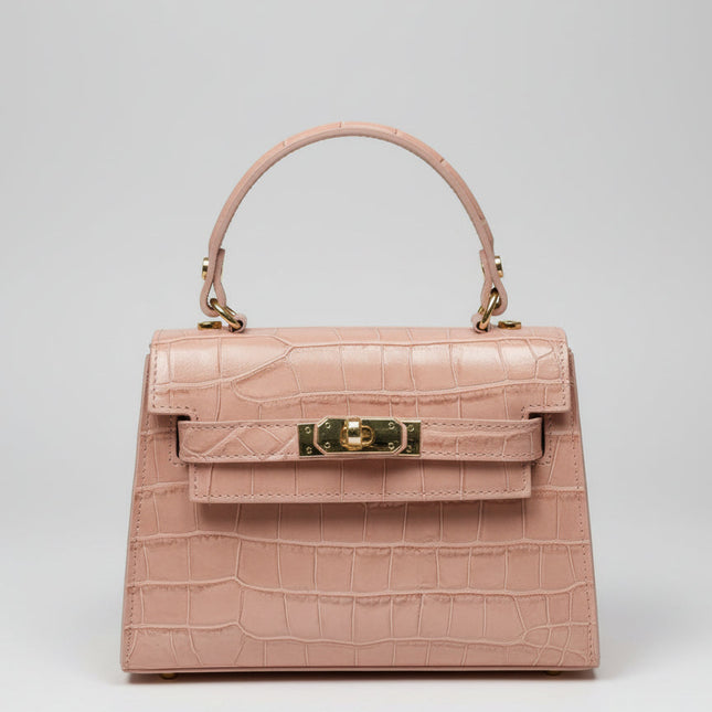 Borsa in Pelle Effetto Cocco con Manico Rigido | 2 Colori