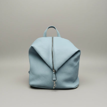 Zaino in Ecopelle Azzurro con Apertura Centrale a Zip