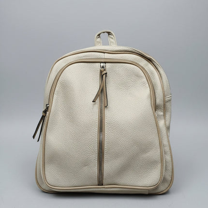 Zaino in Ecopelle Ghiaccio con Zip Centrale e Tasca Frontale