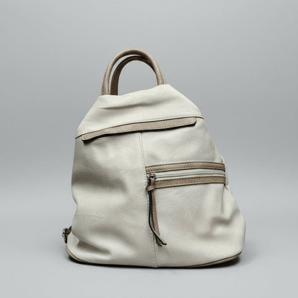Zaino in Ecopelle Bianco con Doppia Tasca Frontale