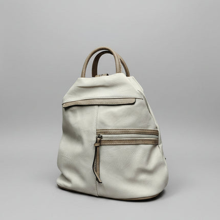 Zaino in Ecopelle Bianco con Doppia Tasca Frontale