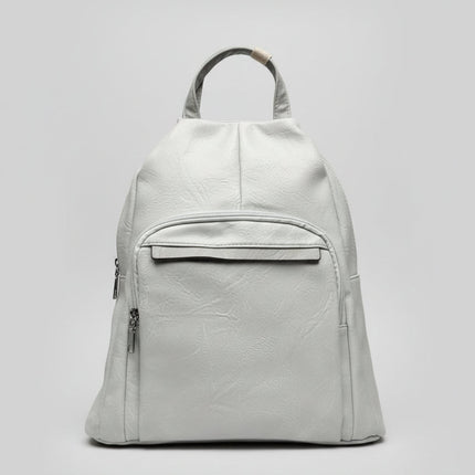 Zaino in Ecopelle Grigio Chiaro con Tasca Frontale