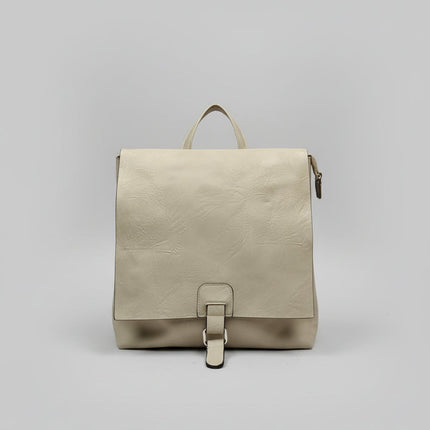 Zaino-Borsa in Ecopelle Beige 2in1 con Patta e Cinturino