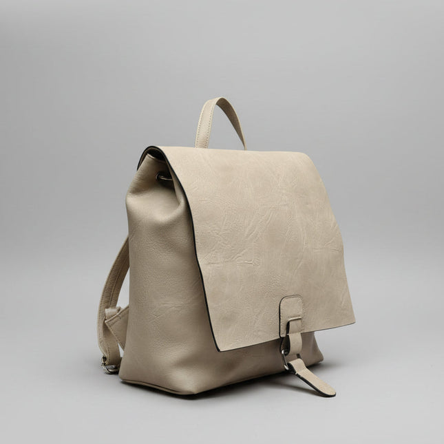Zaino-Borsa in Ecopelle Beige 2in1 con Patta e Cinturino
