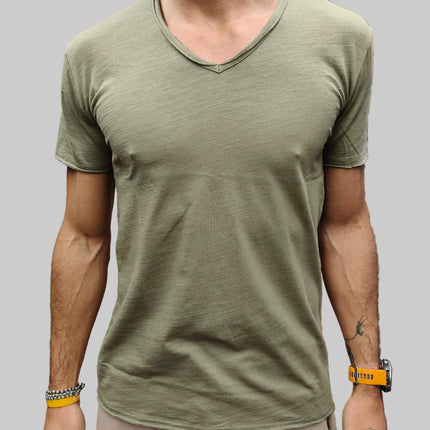 T-Shirt Uomo Scollo a V in Cotone