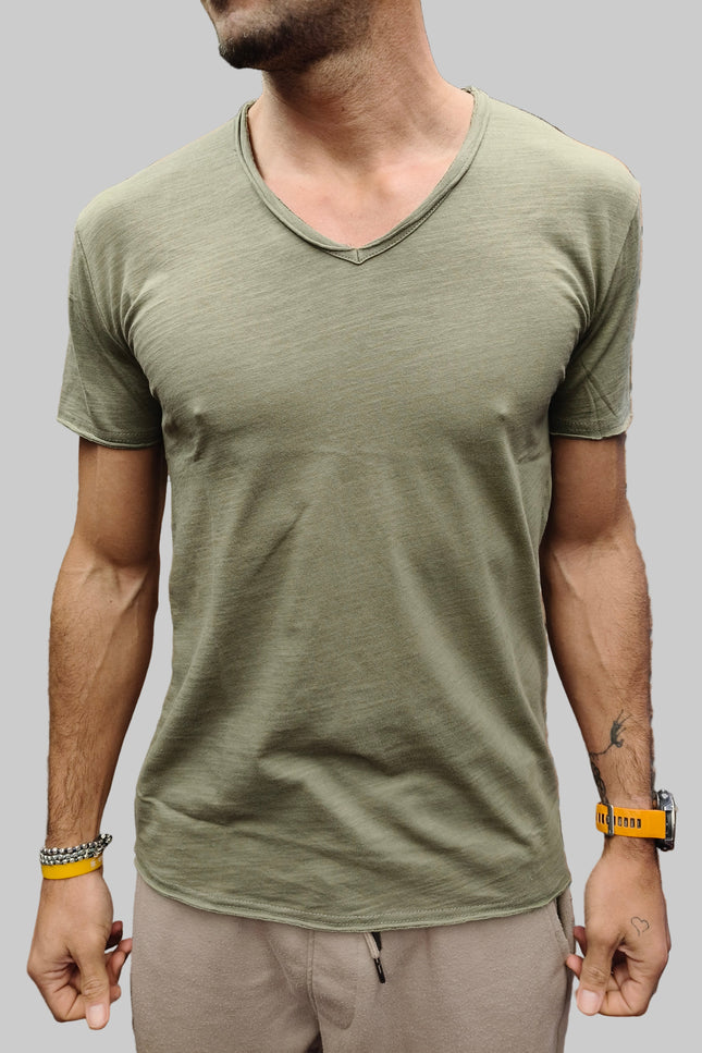 T-Shirt Uomo Scollo a V in Cotone