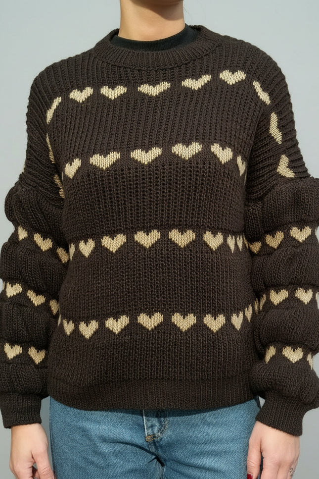 Maglione Taglia Unica con Motivo a Cuori | Vari Colori