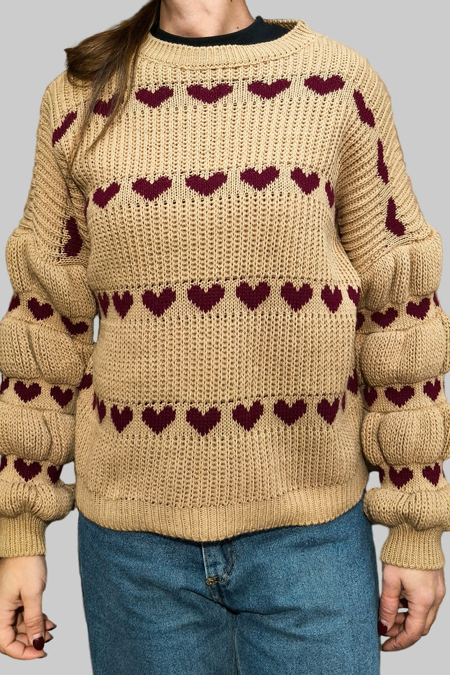 Maglione Taglia Unica con Motivo a Cuori | Vari Colori