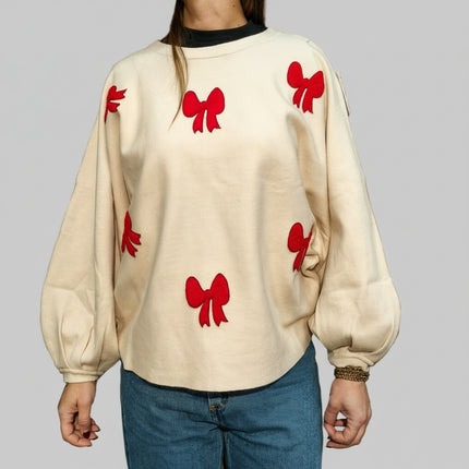 Maglione Taglia Unica con Fiocchi Applicati | Beige, Grigio, Blu