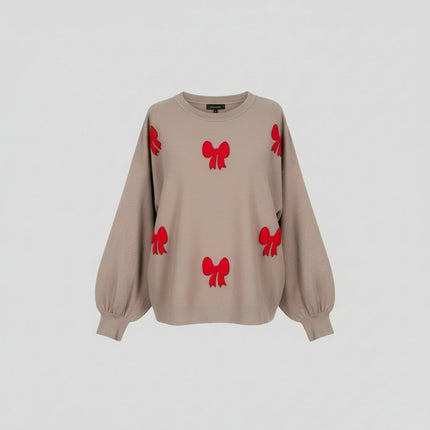 Maglione Taglia Unica con Fiocchi Applicati | Beige, Grigio, Blu