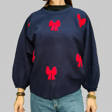 Maglione Taglia Unica con Fiocchi Applicati | Beige, Grigio, Blu