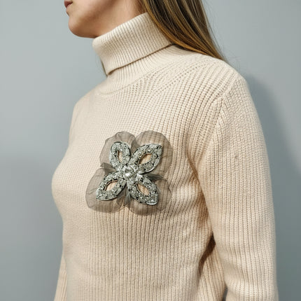 Dolcevita Donna con Applicazione Gioiello | Maglia Elegante