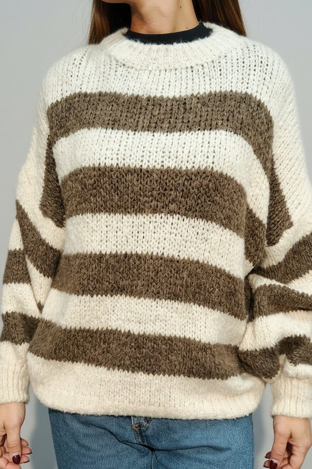 Maglione Over a Righe Taglia Unica