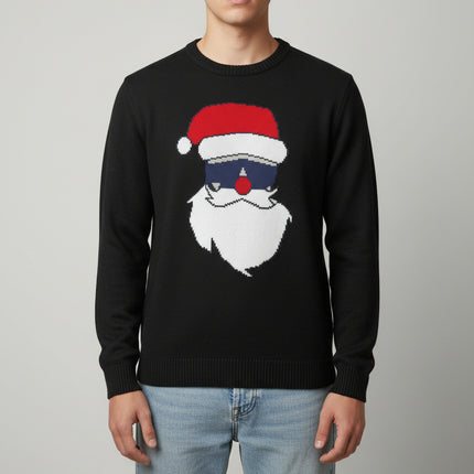 Maglione Uomo Natale Nero con Babbo Natale | Christmas Knit
