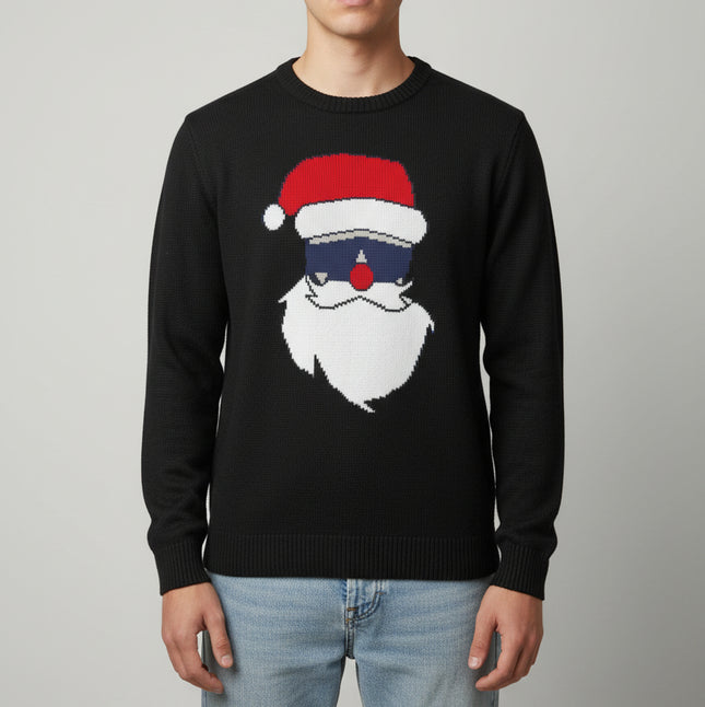 Maglione Uomo Natale Nero con Babbo Natale | Christmas Knit