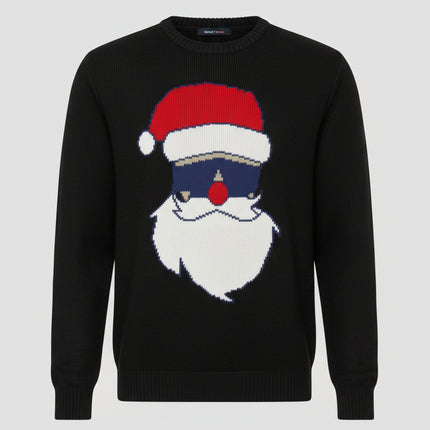 Maglione Uomo Natale Nero con Babbo Natale | Christmas Knit