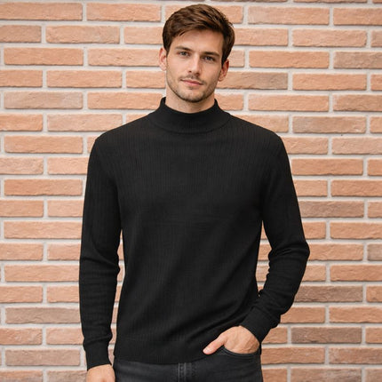Dolcevita uomo a costine – Nero, Blu Notte e Sabbia