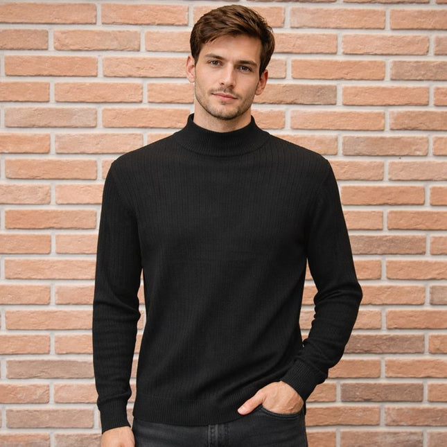 Dolcevita uomo a costine – Nero, Blu Notte e Sabbia