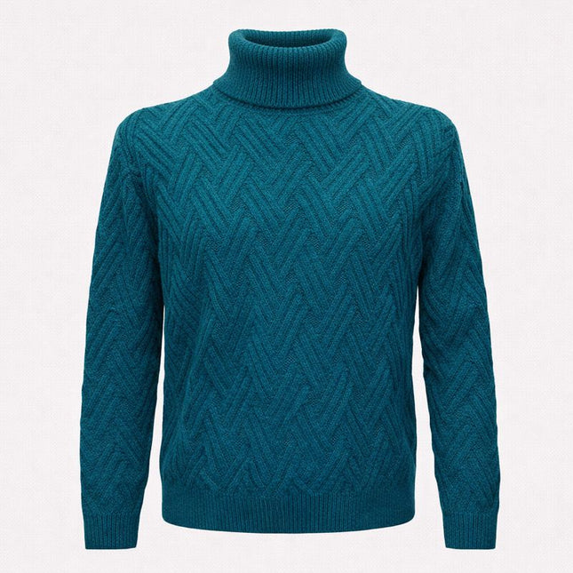 Maglione Uomo Dolcevita a Rilievo – Verde Petrolio