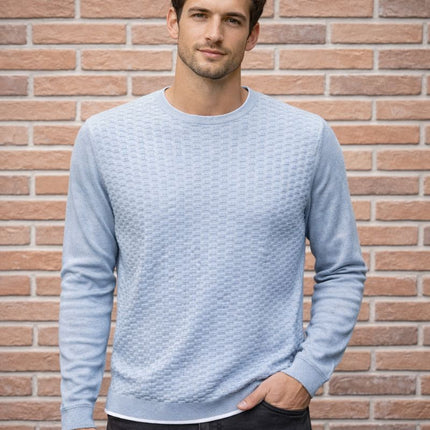Maglione Uomo a Nido d’Ape Girocollo – Verde e Azzurro