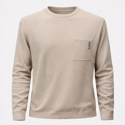 Maglione uomo con taschino in maglia – Beige