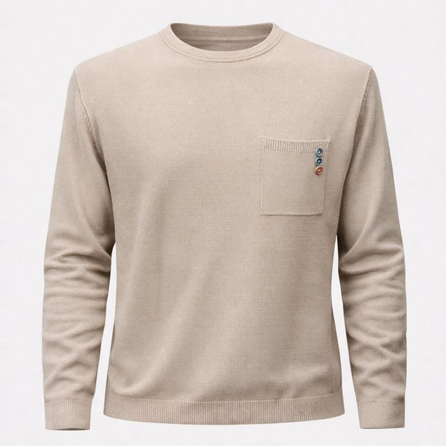 Maglione uomo con taschino in maglia – Beige